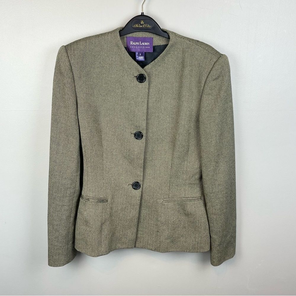 Ralph Lauren Herringbone Cashmere Blend Blazer Women's Purple Label 8